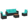 vidaXL Salon de jardin 6 pcs avec coussins noir r&eacute;sine tress&eacute;e