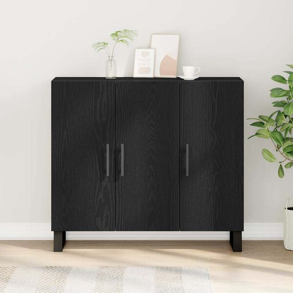 vidaXL Buffet Ch&ecirc;ne noir 90 x 34 x 80 cm Bois d'ing&eacute;nierie