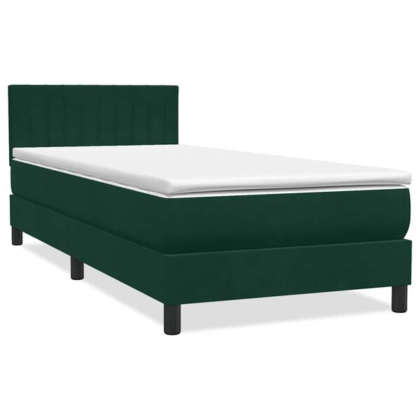vidaXL Sommier &agrave; lattes de lit et matelas et LED vert fonc&eacute; 90x220 cm velours