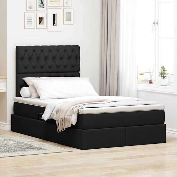 vidaXL Lit de Rangement Noir 120 x 190 cm Cuir synthétique