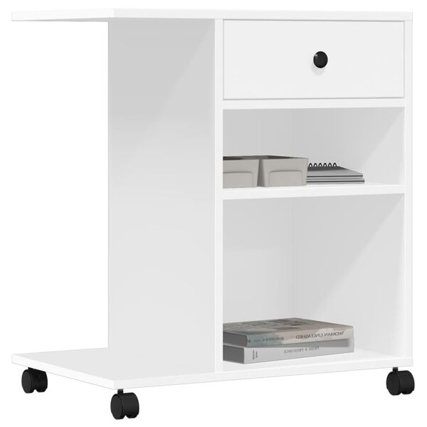 vidaXL Support d'imprimante avec roulettes blanc 60x40x68,5 cm