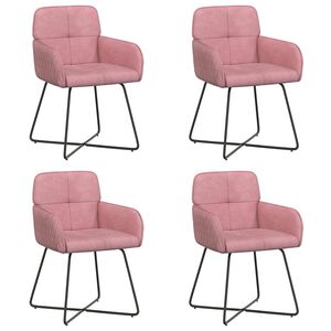 vidaXL Chaises de salle &agrave; manger 4 pc Velours Rose 59 x 56,5 x 86 cm