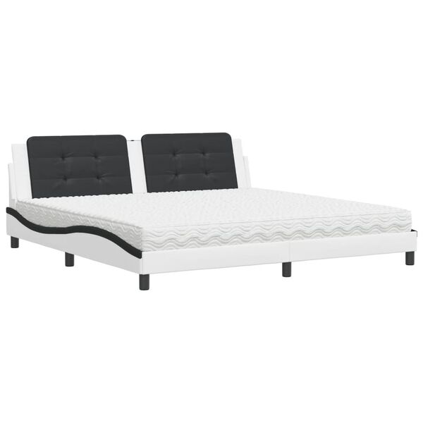 vidaXL Lit avec matelas Zadar blanc et noir 200x200 cm similicuir