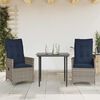 vidaXL Lot de 2 chaises de jardin inclinables avec coussins en r&eacute;sine tress&eacute;e grise