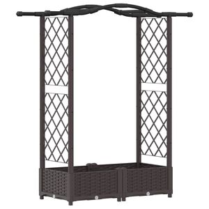 vidaXL Lit &Eacute;lev&eacute; avec Treillis et Toit Marron 124 x 40 x 123 cm PP