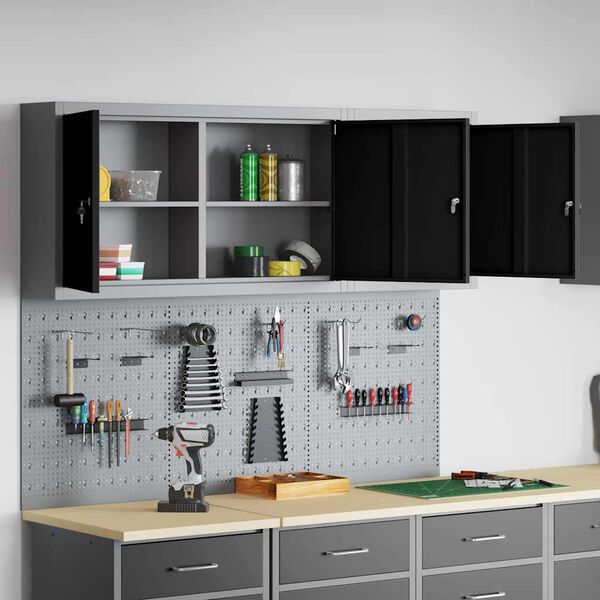 vidaXL Ensemble d'armoires &agrave; outils 5 pcs Noir Acier enduit de poudre