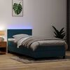 vidaXL Sommier &agrave; lattes de lit et matelas et LED bleu fonc&eacute; 100x210cm velours