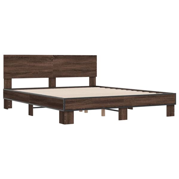 vidaXL Cadre de lit sans matelas ch&ecirc;ne marron 150x200 cm