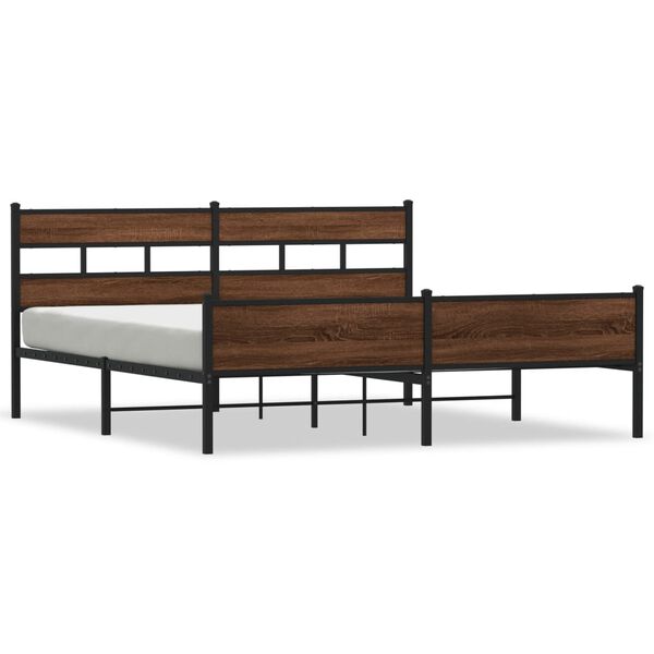 vidaXL Cadre de lit en m&eacute;tal sans matelas ch&ecirc;ne marron 200x200 cm