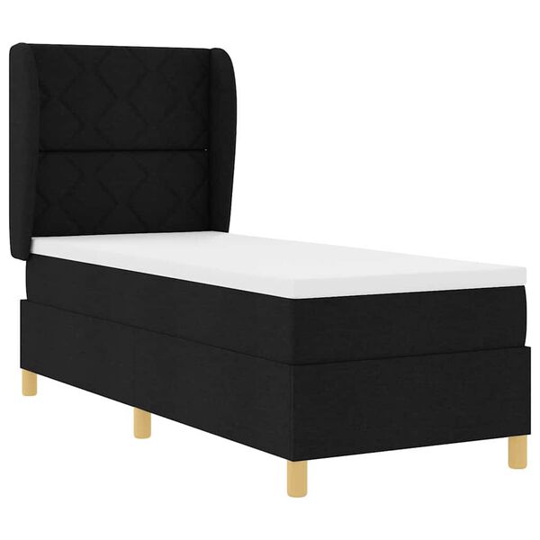 vidaXL Lit &agrave; ressorts avec matelas gris fonc&eacute; 90x190 cm Noir tissu