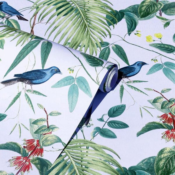 DUTCH WALLCOVERINGS Papier peint Exotic Garden Bleu et vert
