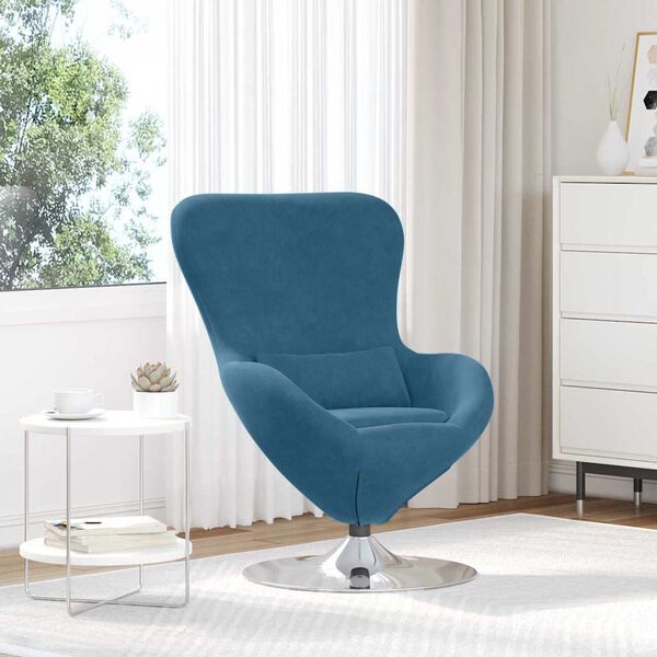 vidaXL Fauteuil &oelig;uf Bleu Velours