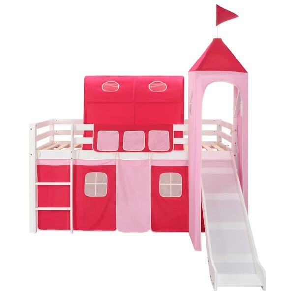 vidaXL Lit mezzanine d'enfants avec toboggan et &eacute;chelle Pin 208x230 cm
