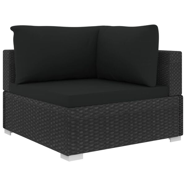 vidaXL Salon de jardin 12 pcs avec coussins résine tressée noir