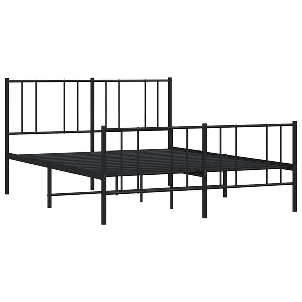vidaXL Cadre de lit m&eacute;tal sans matelas avec pied de lit noir 160x200cm