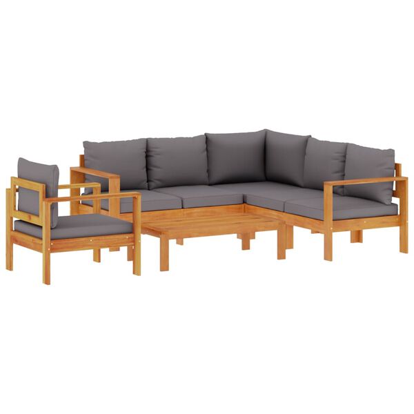 vidaXL Salon de jardin avec coussins 5 pcs Bois d'acacia solide