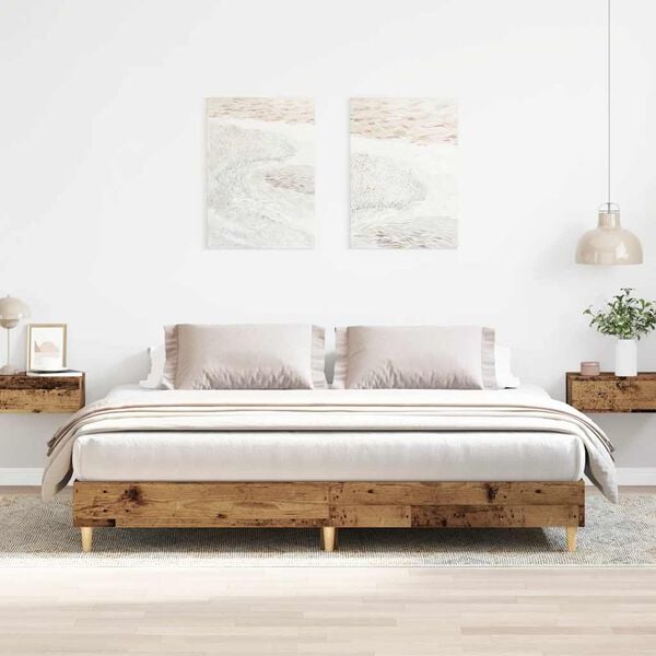 vidaXL Cadre de lit sans matelas vieux bois 200x200 cm bois ing&eacute;nierie