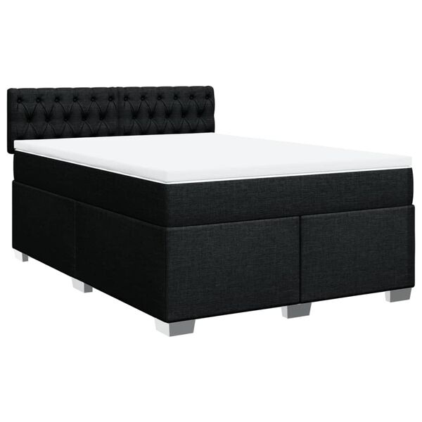 vidaXL Sommier à lattes de lit avec matelas Noir 140x190 cm Tissu