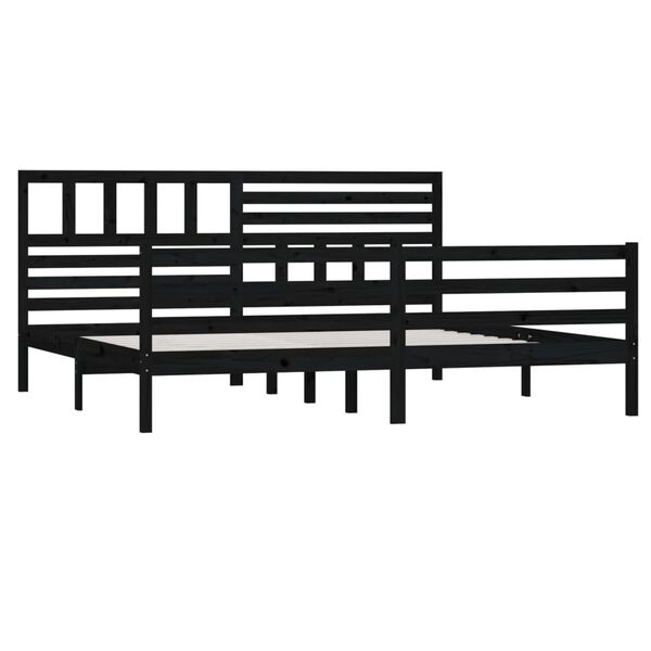 vidaXL Cadre de lit sans matelas noir bois massif 200x200 cm