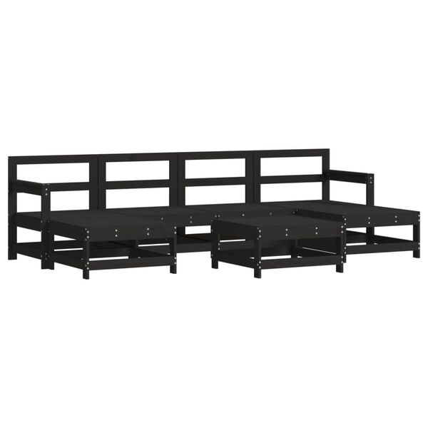 vidaXL Salon de jardin 7 pcs avec coussins noir bois massif