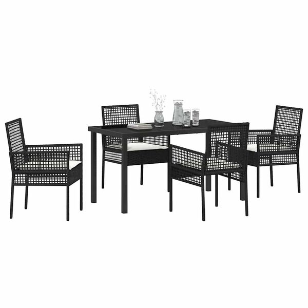 vidaXL Ensemble de salle &agrave; manger pour jardin 5 pcs Noir polyrotin
