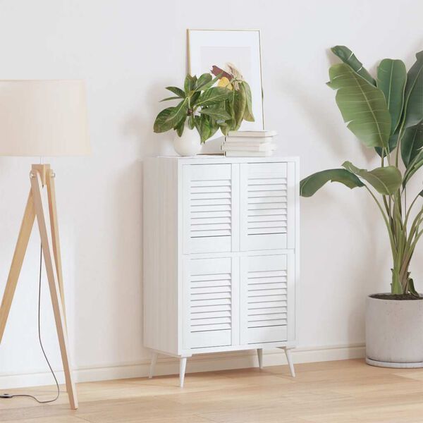 vidaXL Portes d'armoire &agrave; persiennes 4 pcs blanc 39,5x29,5 cm