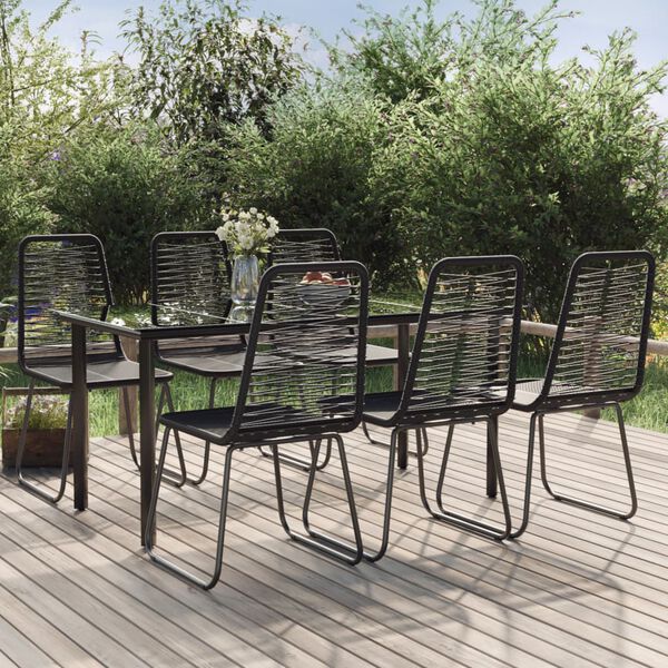 vidaXL Ensemble &agrave; manger de jardin 7 pcs Noir