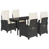 vidaXL Ensemble &agrave; manger de jardin coussins 5pcs Noir R&eacute;sine tress&eacute;e