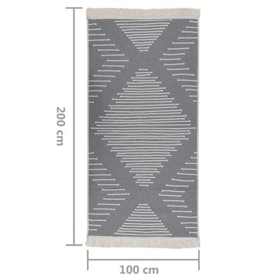 vidaXL Tapis Gris foncé 100x200 cm Coton