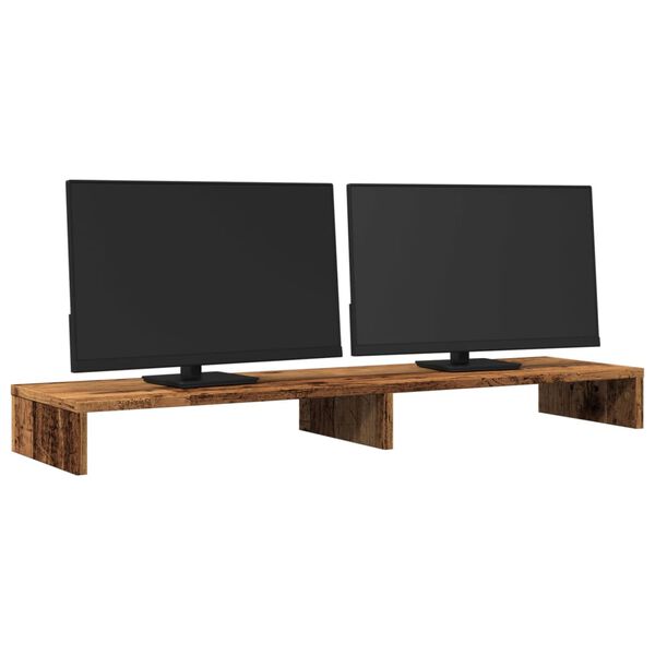 vidaXL Support de moniteur vieux bois 100x27x10 cm bois d'ingénierie