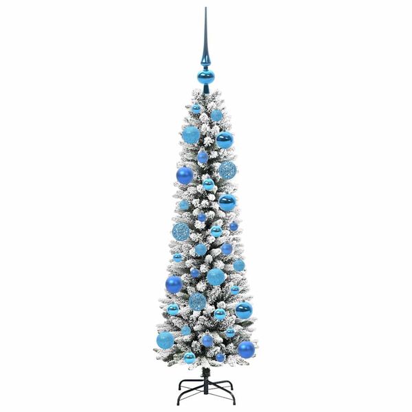 vidaXL Sapin de No&euml;l artificiel Blanc 120 cm PVC, m&eacute;tal et plastique