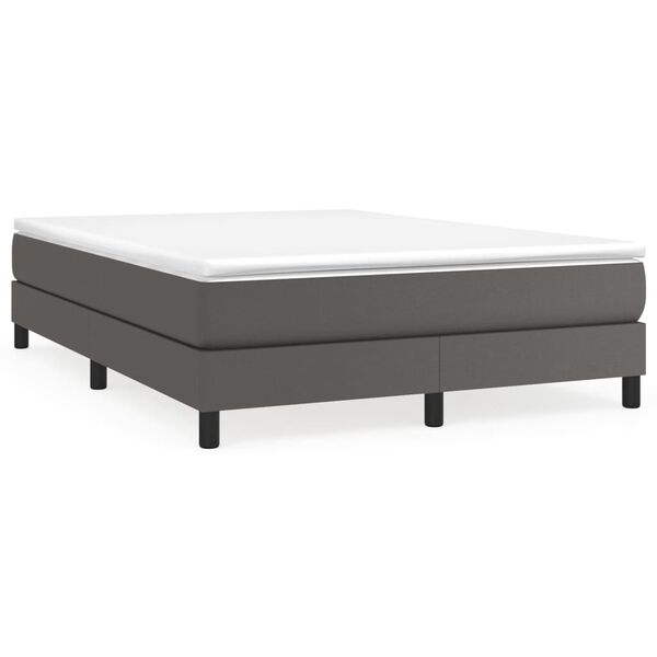 vidaXL Sommier à lattes de lit avec matelas Gris 140x190 cm Similicuir