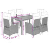 vidaXL Ensemble &agrave; manger de jardin et coussins 7 pcs gris rotin