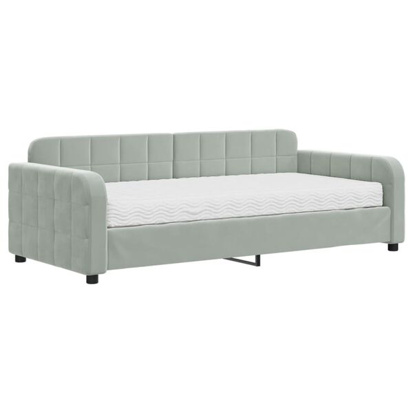 vidaXL Lit de jour avec matelas gris clair 90x190 cm velours