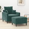 vidaXL Fauteuil avec repose-pied Vert fonc&eacute; 60 cm Velours