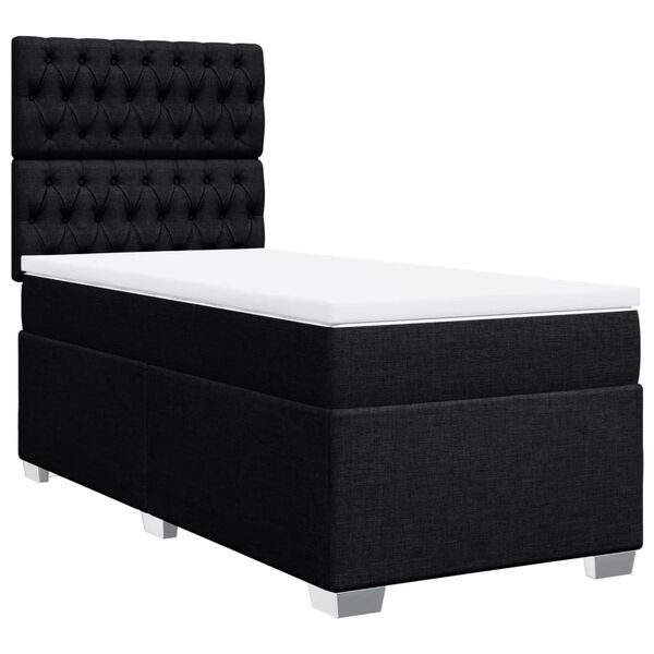 vidaXL Sommier &agrave; lattes de lit avec matelas Noir 90x190 cm Tissu