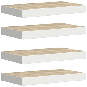 vidaXL &Eacute;tag&egrave;res flottantes 4 pcs ch&ecirc;ne et blanc 50x23x3,8 cm MDF