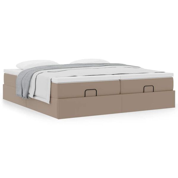 VidaXL Cadre de lit ottoman et matelas cappuccino 160x200cm similicuir