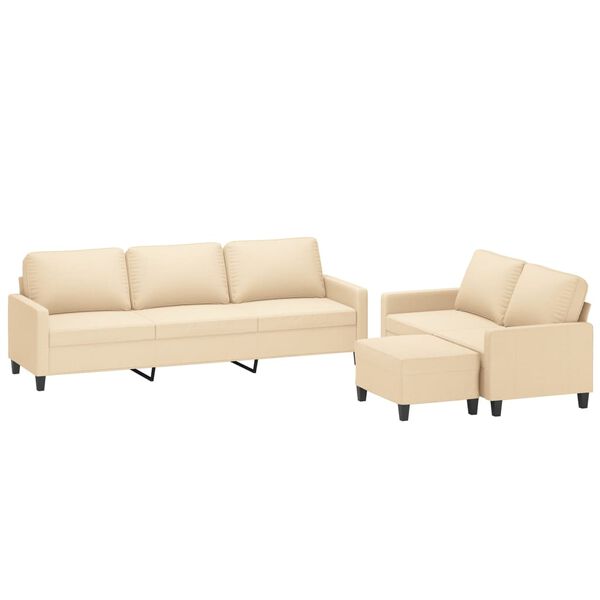vidaXL Ensemble de canapés 3 pcs avec coussins Crème Tissu