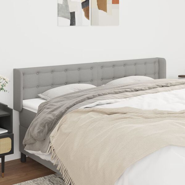 vidaXL T&ecirc;te de lit avec oreilles Gris clair 183x16x78/88 cm Tissu