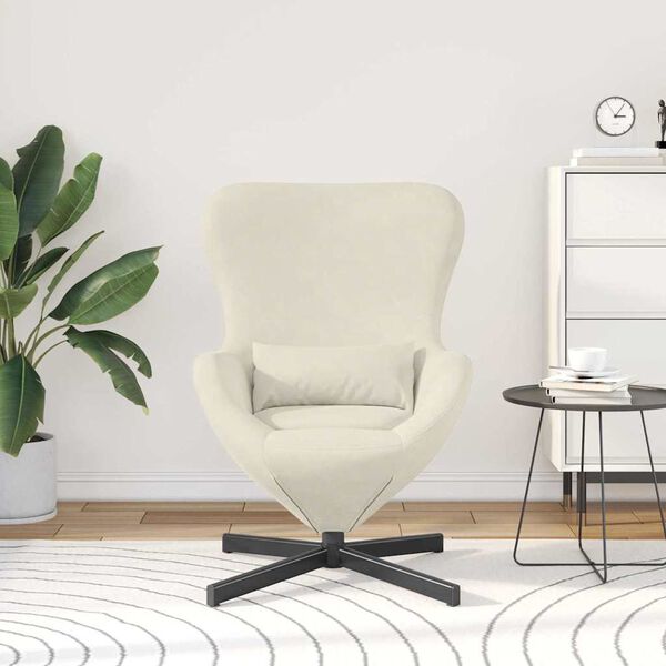 vidaXL Fauteuil &oelig;uf Cr&egrave;me 63 x 73 x 90 cm Velours