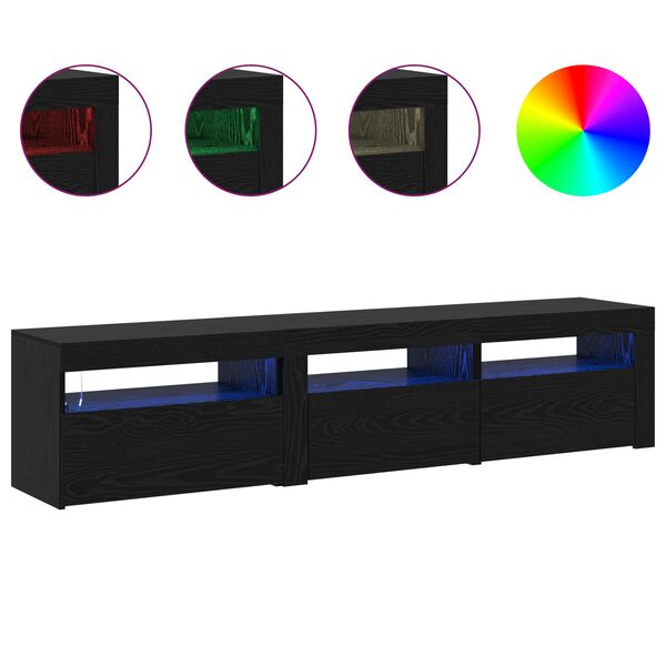 vidaXL Meuble TV 2 pcs Ch&ecirc;ne noir 180 x 35 x 40 cm Bois d'ing&eacute;nierie