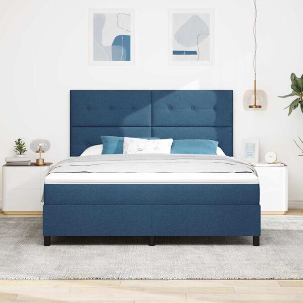 vidaXL Lit &agrave; ressorts avec matelas Bleu 180 x 200 cm tissu