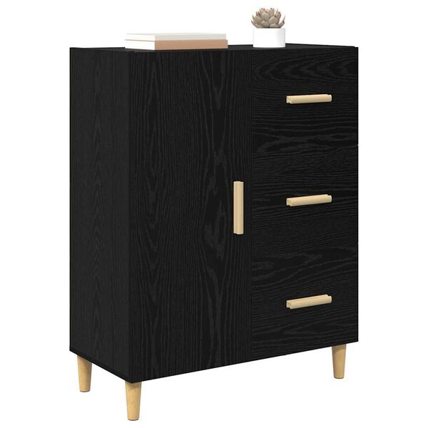vidaXL Buffet Ch&ecirc;ne noir 34 x 69,5 x 90 cm Bois d'ing&eacute;nierie