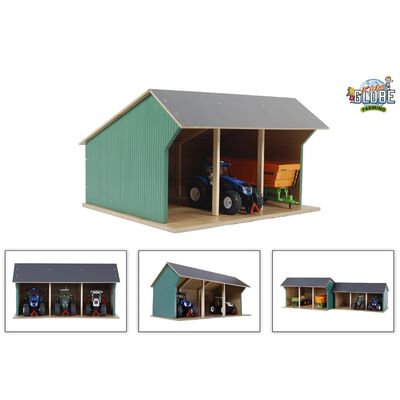 Kids Globe Hangar de ferme pour tracteurs jouet Petit 1:32 Bois 610192