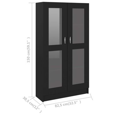 vidaXL Armoire à vitrine Noir 82,5x30,5x150 cm Aggloméré
