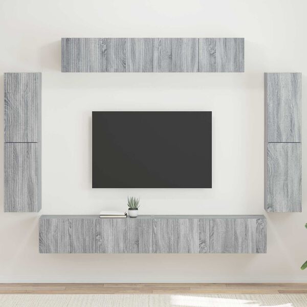vidaXL Meuble TV 8 pcs Gris Sonoma