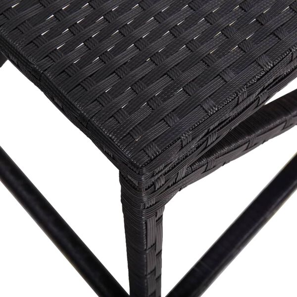Banc De Jardin 80cm En Résine Tressée Noir - Cadre Acier - Pour Terrasse, Jardin Ou Piscine
