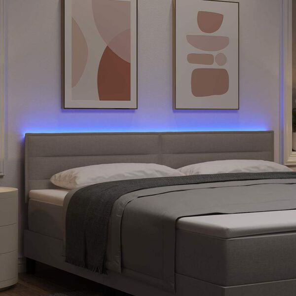 vidaXL T&ecirc;te de lit LED avec des lumi&egrave;res &agrave; LED Taupe 180 cm Polyester