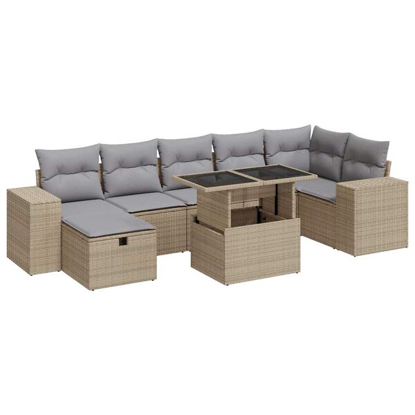 vidaXL Salon de jardin avec coussins 5 pcs beige r&eacute;sine tress&eacute;e